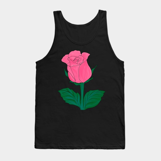 Pink Rose Watercolor Drawing Tank Top by Grafititee